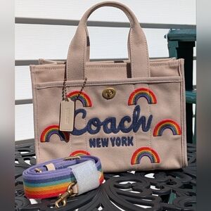 Coach Pride Cargo Tote Bag 26 NWOT Rainbow Canvas